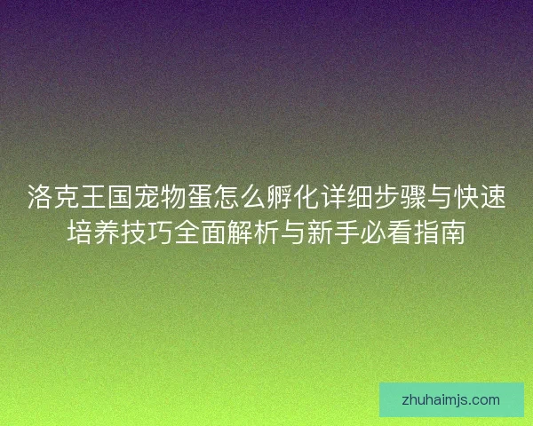 洛克王国宠物蛋怎么孵化详细步骤与快速培养技巧全面解析与新手必看指南